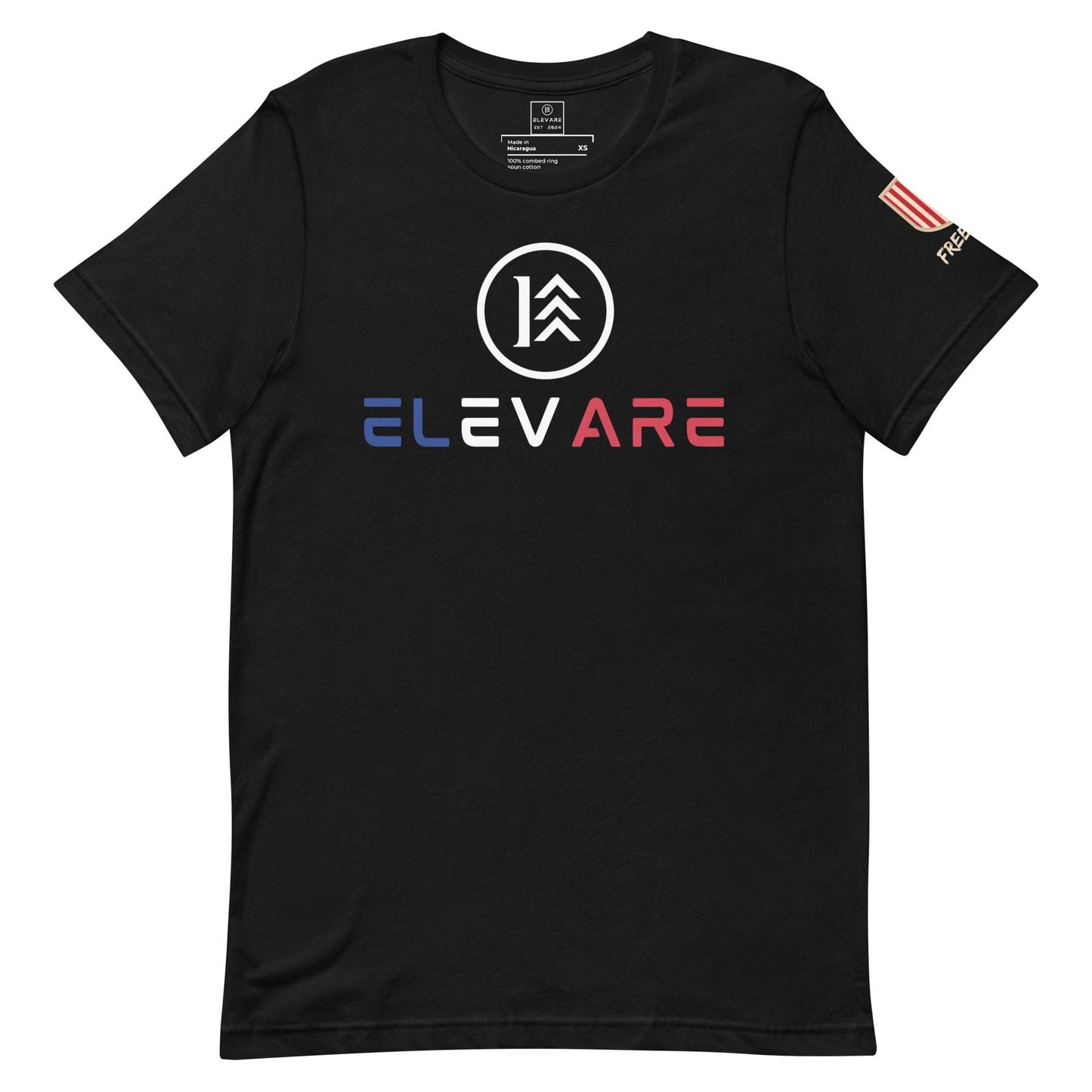 Black Elevare t-shirt with "Embrace Your Heritage" theme and UK cultural inspiration.